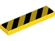 Lego part: Tile 1 x 4 with 5 Black Danger Stripes (No Black Corners) Pattern