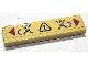 Part No: 2431pb0853  Name: Tile 1 x 4 with Extending Crane Legs with Double Curved Arrows, Red Triangles and Exclamation Mark in Warning Triangle Pattern (Sticker) - Set 42097