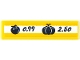 Part No: 2431pb0886  Name: Tile 1 x 4 with Fruit Prices, '0.99', '2.50', Tomato and Pumpkin on White Stripe Pattern (Sticker) - Set 41704