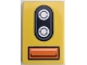 Lot ID: 382880156  Part No: 26603pb338  Name: Tile 2 x 3 with Double Silver and Black Car Headlight and Orange Direction Indicator Pattern
