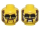 Part No: 28621pb0049  Name: Minifigure, Head Dual Sided Dark Brown Eyebrows, Sideburns, Moustache, and Stubble, Black and Silver Glasses, Closed Mouth / Open Mouth Scowl Pattern - Vented Stud
