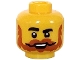 Part No: 28621pb0074  Name: Minifigure, Head Black Eyebrows, Dark Orange Beard and Moustache, Open Mouth with Top Teeth Pattern - Vented Stud