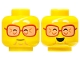 Lot ID: 378610451  Part No: 28621pb0111  Name: Minifigure, Head Dual Sided White Eyebrows, Reddish Brown Glasses with Nougat Lenses, Closed Eyes, Chin Dimple, Wrinkles, Grin / Open Mouth Smile Pattern - Vented Stud