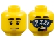 Part No: 28621pb0159  Name: Minifigure, Head Dual Sided Black Eyebrows, Medium Nougat Chin Dimple, Neutral with Eyelids / Sleeping with Open Mouth, Dark Blue Sleep Mask with White 'ZZZZ' Pattern - Vented Stud