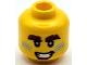 Lot ID: 401135959  Part No: 28621pb0171  Name: Minifigure, Head Dark Brown Bushy Eyebrows and Soul Patch, Metallic Light Blue Lines and Dots on Cheeks, Open Mouth Smile with Teeth Pattern - Vented Stud
