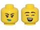 Lot ID: 415534311  Part No: 28621pb0189  Name: Minifigure, Head Dual Sided Female Thin Black Eyebrows, Dark Turquoise Lips, and Crooked Smile / Closed Eyes, Open Mouth Smile Pattern - Vented Stud