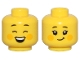 Lot ID: 406469888  Part No: 28621pb0192  Name: Minifigure, Head Dual Sided Female Black Eyebrows, Bright Light Orange Cheek Spots, Closed Eyes, Open Mouth Smile / Closed Mouth Smile Pattern - Vented Stud