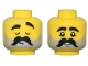 Lot ID: 390553627  Part No: 28621pb0201  Name: Minifigure, Head Dual Sided Thick Black Eyebrows and Moustache, Light Bluish Gray Beard Stubble, Closed Eyes and Eyebrow Raised / Small Smile Pattern - Vented Stud