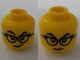 Lot ID: 407653158  Part No: 28621pb0204  Name: Minifigure, Head Dual Sided Female Black Eyebrows and Glasses, Medium Lavender Lips, Lopsided Grin / Stern Pattern - Vented Stud
