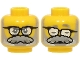 Part No: 28621pb0371  Name: Minifigure, Head Dual Sided Silver Eyebrows, Light Bluish Gray Beard, Moustache, Black Glasses with White Lenses, Open Eyes / Sleeping Pattern - Vented Stud (BAM)