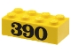 Lot ID: 388604029  Part No: 3001pb009  Name: Brick 2 x 4 with Black '390' Pattern