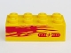 Part No: 3001pb104L  Name: Brick 2 x 4 with Light Purple Flames and 'NITRO' on Yellow Background Pattern Model Left Side (Sticker) - Set 8666