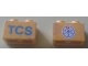 Part No: 3004pb147  Name: Brick 1 x 2 with Blue 'TCS' and TCS Logo on Reverse Pattern (Stickers) - Set 1589-2