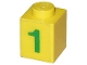 Part No: 3005pb007  Name: Brick 1 x 1 with Green Number 1 Pattern (Sticker) - Set 7740