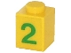 Part No: 3005pb008  Name: Brick 1 x 1 with Green Number 2 Pattern (Sticker) - Set 7740
