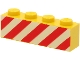 Part No: 3010p15  Name: Brick 1 x 4 with Red Danger Stripes on Printed White Background Pattern