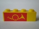 Part No: 3010pb025  Name: Brick 1 x 4 with Mail Horn on Red Background Pattern, Left Side