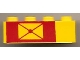 Part No: 3010pb027  Name: Brick 1 x 4 with Envelope on Red Background Pattern, Left Side