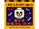 Part No: 30144pb253  Name: Brick 2 x 4 x 3 with LEGOLAND Japan, '2018 BRICK SPECIAL NIGHT', Skeleton Skull Minifigure Head, Bats, and Stars Pattern