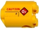 Part No: 30361pb031R  Name: Brick, Round 2 x 2 x 2 Robot Body with 'CAUTION' and Warning Sign with 'O2' Pattern Model Right Side (Sticker) - Set 60092