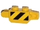 Part No: 30386pb03  Name: Hinge Brick 1 x 2 Locking, 9 Teeth with Black and Yellow Thin Danger Stripes, Black Corner Top Left Pattern on Both Sides (Stickers) - Sets 60033 / 60035