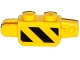 Part No: 30386pb06  Name: Hinge Brick 1 x 2 Locking, 9 Teeth with Black and Yellow Thin Danger Stripes, Black Corner Top Right Pattern on Both Sides (Stickers) - Set 60124