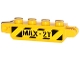Part No: 30387pb008  Name: Hinge Brick 1 x 4 Locking, 9 Teeth with Black and Yellow Danger Stripes and 'MAX-2T' Pattern on Both Sides (Stickers) - Set 60033
