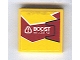 Part No: 3068pb0359R  Name: Tile 2 x 2 with 'BOOST - VOLATILE' on Dark Red and Yellow Background with Black Outline on Right Pattern (Sticker) - Set 8113