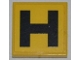 Part No: 3068pb0439  Name: Tile 2 x 2 with Black 'H' on Yellow Background Pattern (Sticker) - Set 8186
