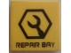Part No: 3068pb1113  Name: Tile 2 x 2 with Black Wrench in Hexagon and 'REPAIR BAY' Pattern (Sticker) - Set 7709