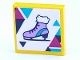 Part No: 3068pb1306  Name: Tile 2 x 2 with Ice Skate with Dark Blue, Magenta and Medium Azure Triangles Pattern (Sticker) - Set 41322
