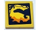 Part No: 3068pb1492  Name: Tile 2 x 2 with Dinosaur Shadow Play in Front of Landscape on Yellow Background Pattern (Sticker) - Set 75934
