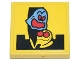 Part No: 3068pb2272  Name: Tile 2 x 2 with Yellow PAC-MAN and Medium Blue Ghost (Inky) Characters with Red Eyes and Open Mouth on Black Maze Pattern (Sticker) - Set 10323