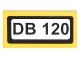 Part No: 3069pb0563  Name: Tile 1 x 2 with Black 'DB 120' Pattern (Sticker) - Set 10244