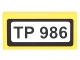Part No: 3069pb0564  Name: Tile 1 x 2 with Black 'TP 986' Pattern (Sticker) - Set 10244