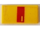Part No: 3069pb0956L  Name: Tile 1 x 2 with Yellow Rectangle in Red Stripe Pattern Model Left Side (Sticker) - Set 8082