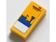 Part No: 3069pb1087  Name: Tile 1 x 2 with Blue and White Legoland Park Skyline, Castle, Flag and Tower on Yellow Background Pattern (Sticker) - Set 40346
