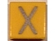 Lot ID: 381385992  Part No: 3070pb032  Name: Tile 1 x 1 with Silver Capital Letter X Pattern