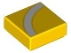 Part No: 3070pb160  Name: Tile 1 x 1 with White Quarter Arc with Yellow Outline Pattern