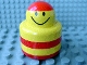 Part No: 31005pb11  Name: Primo Brick, Round Rattle 1 x 1 with Stripes Red and Smiley Face Pattern