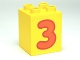 Part No: 31110pb075  Name: Duplo, Brick 2 x 2 x 2 with Number 3 Orange Pattern