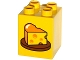Part No: 31110pb109  Name: Duplo, Brick 2 x 2 x 2 with Wedge of Cheese on Plate Pattern