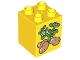 Part No: 31110pb127  Name: Duplo, Brick 2 x 2 x 2 with Three Potatoes with Vines and Flowers Pattern (10819)