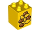 Part No: 31110pb140  Name: Duplo, Brick 2 x 2 x 2 with Brown and Yellow Food Pellets Pattern