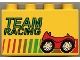 Part No: 31111pb009  Name: Duplo, Brick 2 x 4 x 2 with 'TEAM RACING', Stripes and Red Car Pattern