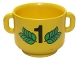 Part No: 31330pb01  Name: Duplo Utensil Kettle with Open Handles, Number 1 and Green Leaves Pattern (Trophy Top)