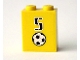 Part No: 3245bpb11  Name: Brick 1 x 2 x 2 with Inside Axle Holder with Number  5 and Soccer Ball (Football) Pattern (Sticker) - Set 3424