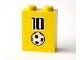 Part No: 3245bpb12  Name: Brick 1 x 2 x 2 with Inside Axle Holder with Number 10 and Soccer Ball (Football) Pattern (Sticker) - Set 3424