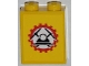 Part No: 3245cpb015  Name: Brick 1 x 2 x 2 with Inside Stud Holder with Miners Logo (Helmet with Crossed Pickaxes in Gear) on Yellow Background Pattern (Sticker) - Set 4202