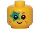 Part No: 33464pb05  Name: Minifigure, Baby / Toddler Head with Neck with Black Eyes, White Pupils, Dark Orange Freckles, Smile, and Dark Turquoise Star Pattern